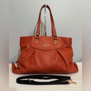 Coach Ashley Carryall Satchel Orange Leather w/ Replacement Crossbody Strap